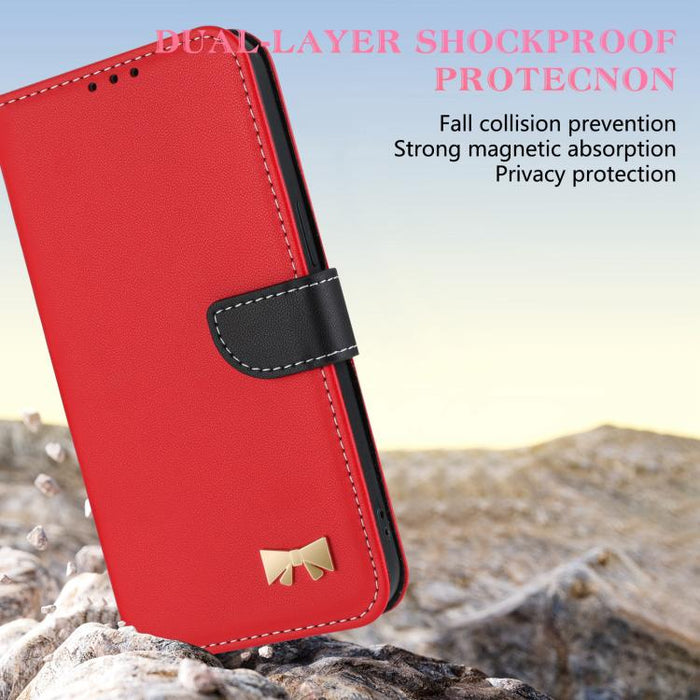 Funda de cuero con lazo metálico para teléfono con correa de mano, For Redmi 11A / 12C