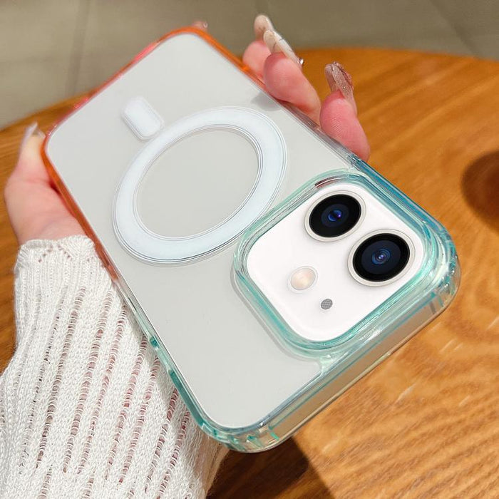 Contrast Color Gradient Transparent MagSafe Phone Case, For iPhone 11, For iPhone 11 Pro