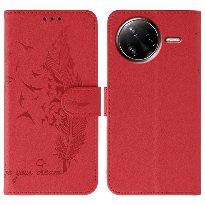 Funda para teléfono de cuero con textura de lichi y estampado de plumas, For Xiaomi 17 Pro, For Xiaomi 17, For Xiaomi 15T Pro 5G, For Xiaomi 15T 5G, For Xiaomi Poco F7 Ultra / Redmi K80 Pro, For Xiaomi Poco F7 Pro / Redmi K80, For Xiaomi Poco C75 4G   ...