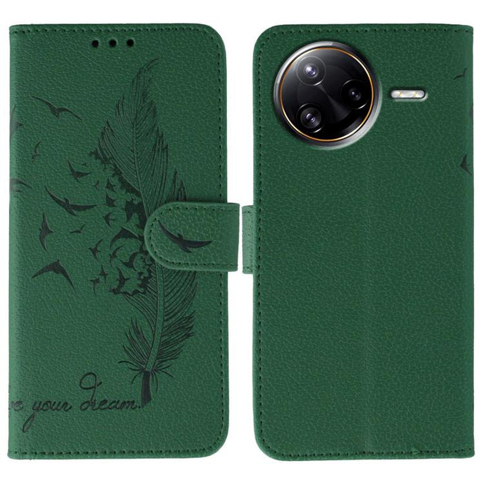 Funda para teléfono de cuero con textura de lichi y estampado de plumas, For Xiaomi 17 Pro, For Xiaomi 17, For Xiaomi 15T Pro 5G, For Xiaomi 15T 5G, For Xiaomi Poco F7 Ultra / Redmi K80 Pro, For Xiaomi Poco F7 Pro / Redmi K80, For Xiaomi Poco C75 4G   ...