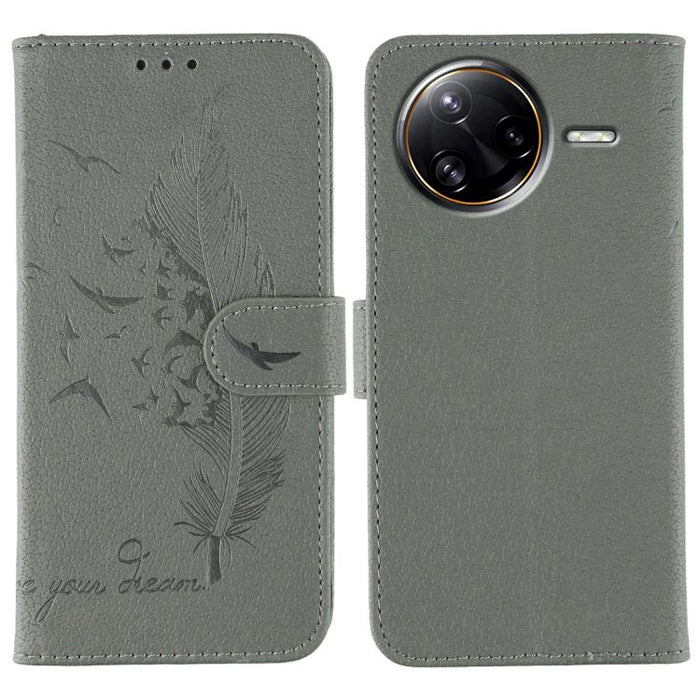 Funda para teléfono de cuero con textura de lichi y estampado de plumas, For Xiaomi 17 Pro, For Xiaomi 17, For Xiaomi 15T Pro 5G, For Xiaomi 15T 5G, For Xiaomi Poco F7 Ultra / Redmi K80 Pro, For Xiaomi Poco F7 Pro / Redmi K80, For Xiaomi Poco C75 4G   ...