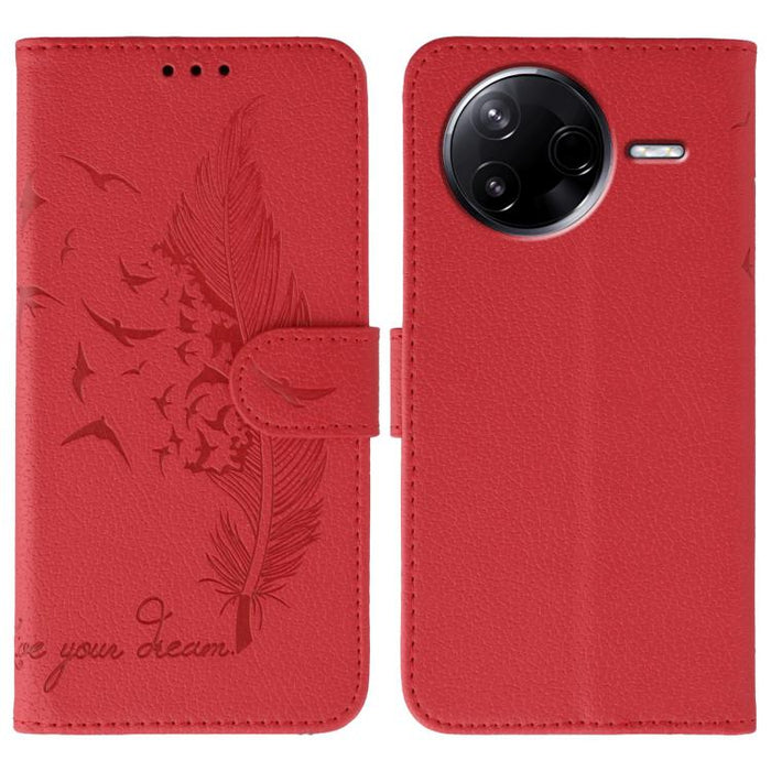 Funda para teléfono de cuero con textura de lichi y estampado de plumas, For Xiaomi 17 Pro, For Xiaomi 17, For Xiaomi 15T Pro 5G, For Xiaomi 15T 5G, For Xiaomi Poco F7 Ultra / Redmi K80 Pro, For Xiaomi Poco F7 Pro / Redmi K80, For Xiaomi Poco C75 4G   ...