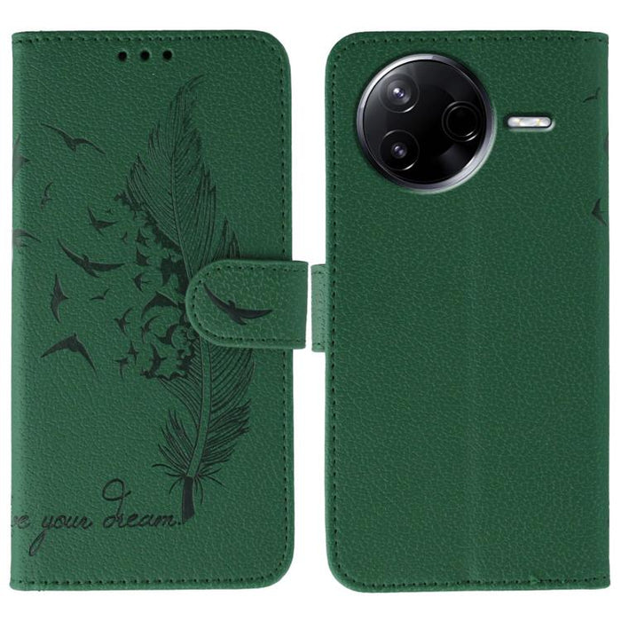 Funda para teléfono de cuero con textura de lichi y estampado de plumas, For Xiaomi 17 Pro, For Xiaomi 17, For Xiaomi 15T Pro 5G, For Xiaomi 15T 5G, For Xiaomi Poco F7 Ultra / Redmi K80 Pro, For Xiaomi Poco F7 Pro / Redmi K80, For Xiaomi Poco C75 4G   ...