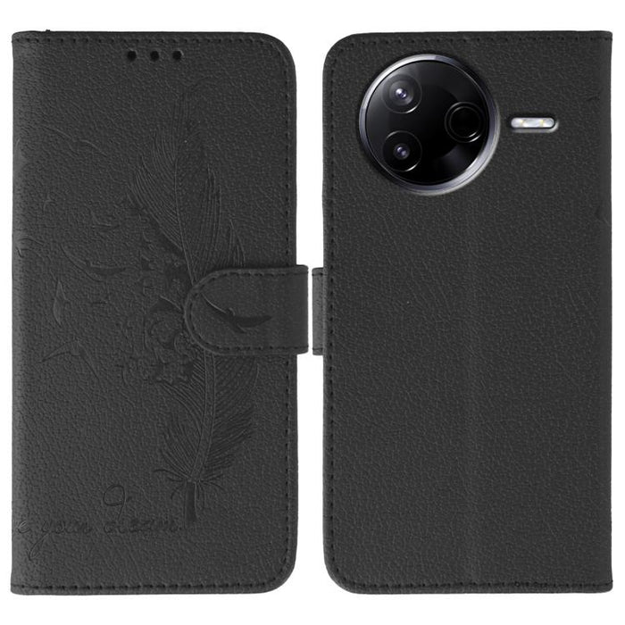 Funda para teléfono de cuero con textura de lichi y estampado de plumas, For Xiaomi 17 Pro, For Xiaomi 17, For Xiaomi 15T Pro 5G, For Xiaomi 15T 5G, For Xiaomi Poco F7 Ultra / Redmi K80 Pro, For Xiaomi Poco F7 Pro / Redmi K80, For Xiaomi Poco C75 4G   ...