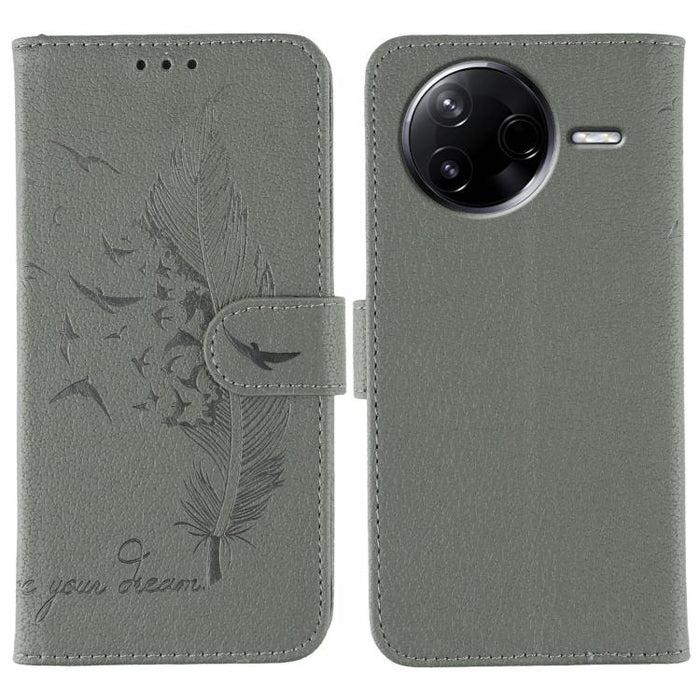 Funda para teléfono de cuero con textura de lichi y estampado de plumas, For Xiaomi 17 Pro, For Xiaomi 17, For Xiaomi 15T Pro 5G, For Xiaomi 15T 5G, For Xiaomi Poco F7 Ultra / Redmi K80 Pro, For Xiaomi Poco F7 Pro / Redmi K80, For Xiaomi Poco C75 4G   ...