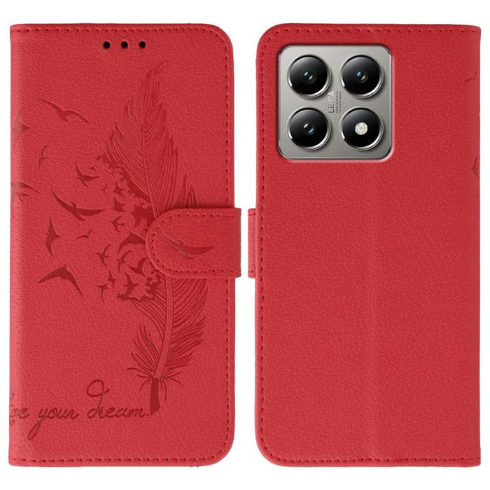 Funda para teléfono de cuero con textura de lichi y estampado de plumas, For Xiaomi 17 Pro, For Xiaomi 17, For Xiaomi 15T Pro 5G, For Xiaomi 15T 5G, For Xiaomi Poco F7 Ultra / Redmi K80 Pro, For Xiaomi Poco F7 Pro / Redmi K80, For Xiaomi Poco C75 4G   ...