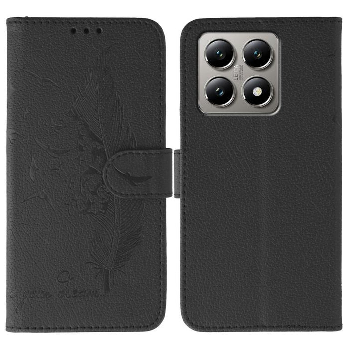 Funda para teléfono de cuero con textura de lichi y estampado de plumas, For Xiaomi 17 Pro, For Xiaomi 17, For Xiaomi 15T Pro 5G, For Xiaomi 15T 5G, For Xiaomi Poco F7 Ultra / Redmi K80 Pro, For Xiaomi Poco F7 Pro / Redmi K80, For Xiaomi Poco C75 4G   ...