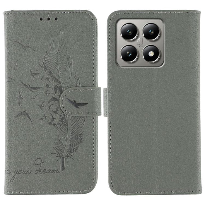 Funda para teléfono de cuero con textura de lichi y estampado de plumas, For Xiaomi 17 Pro, For Xiaomi 17, For Xiaomi 15T Pro 5G, For Xiaomi 15T 5G, For Xiaomi Poco F7 Ultra / Redmi K80 Pro, For Xiaomi Poco F7 Pro / Redmi K80, For Xiaomi Poco C75 4G   ...