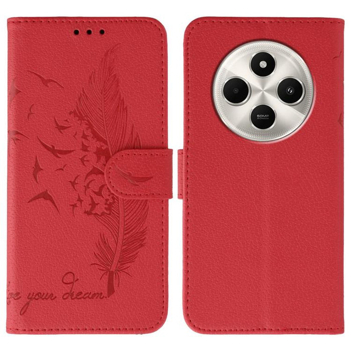 Funda para teléfono de cuero con textura de lichi y estampado de plumas, For Xiaomi 17 Pro, For Xiaomi 17, For Xiaomi 15T Pro 5G, For Xiaomi 15T 5G, For Xiaomi Poco F7 Ultra / Redmi K80 Pro, For Xiaomi Poco F7 Pro / Redmi K80, For Xiaomi Poco C75 4G   ...