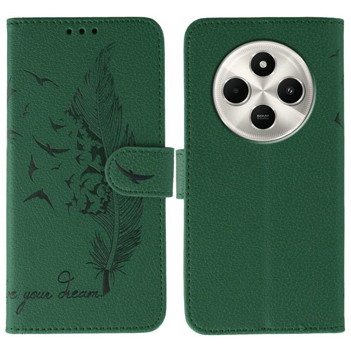 Funda para teléfono de cuero con textura de lichi y estampado de plumas, For Xiaomi 17 Pro, For Xiaomi 17, For Xiaomi 15T Pro 5G, For Xiaomi 15T 5G, For Xiaomi Poco F7 Ultra / Redmi K80 Pro, For Xiaomi Poco F7 Pro / Redmi K80, For Xiaomi Poco C75 4G   ...