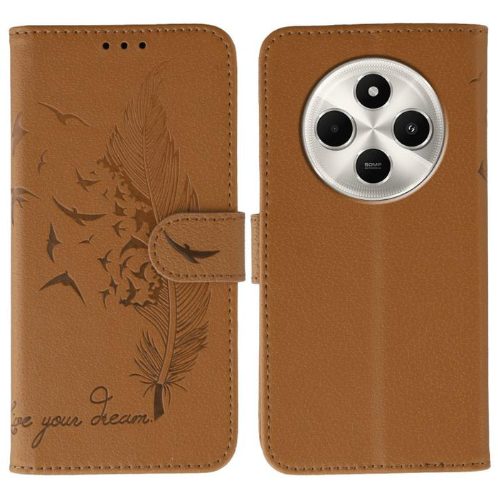 Funda para teléfono de cuero con textura de lichi y estampado de plumas, For Xiaomi 17 Pro, For Xiaomi 17, For Xiaomi 15T Pro 5G, For Xiaomi 15T 5G, For Xiaomi Poco F7 Ultra / Redmi K80 Pro, For Xiaomi Poco F7 Pro / Redmi K80, For Xiaomi Poco C75 4G   ...