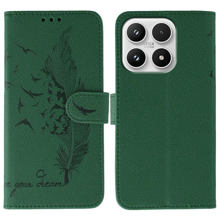 Funda para teléfono de cuero con textura de lichi y estampado de plumas, For Xiaomi 17 Pro, For Xiaomi 17, For Xiaomi 15T Pro 5G, For Xiaomi 15T 5G, For Xiaomi Poco F7 Ultra / Redmi K80 Pro, For Xiaomi Poco F7 Pro / Redmi K80, For Xiaomi Poco C75 4G   ...