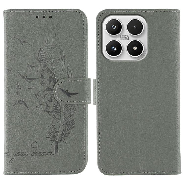 Funda para teléfono de cuero con textura de lichi y estampado de plumas, For Xiaomi 17 Pro, For Xiaomi 17, For Xiaomi 15T Pro 5G, For Xiaomi 15T 5G, For Xiaomi Poco F7 Ultra / Redmi K80 Pro, For Xiaomi Poco F7 Pro / Redmi K80, For Xiaomi Poco C75 4G   ...