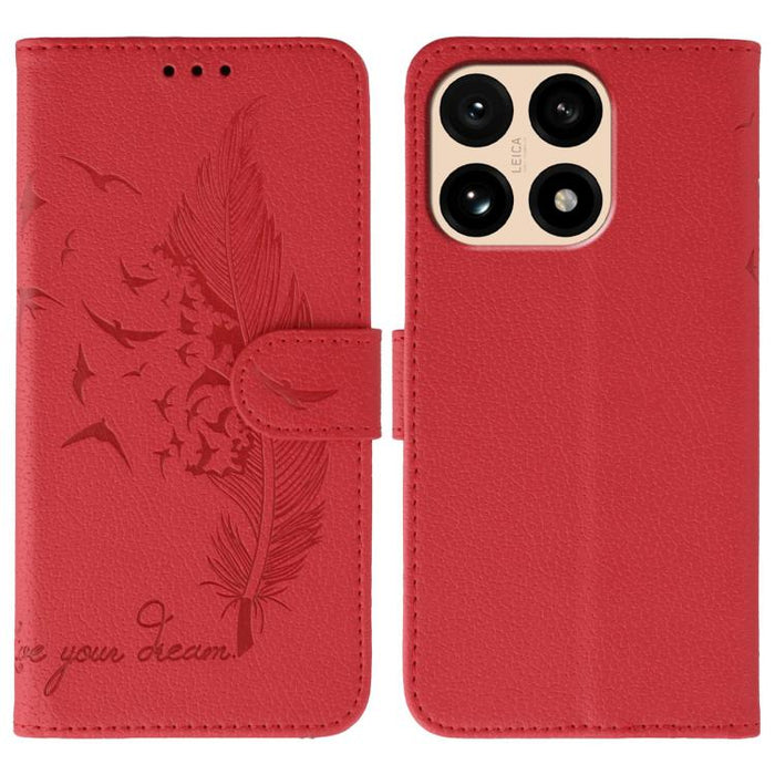 Funda para teléfono de cuero con textura de lichi y estampado de plumas, For Xiaomi 17 Pro, For Xiaomi 17, For Xiaomi 15T Pro 5G, For Xiaomi 15T 5G, For Xiaomi Poco F7 Ultra / Redmi K80 Pro, For Xiaomi Poco F7 Pro / Redmi K80, For Xiaomi Poco C75 4G   ...