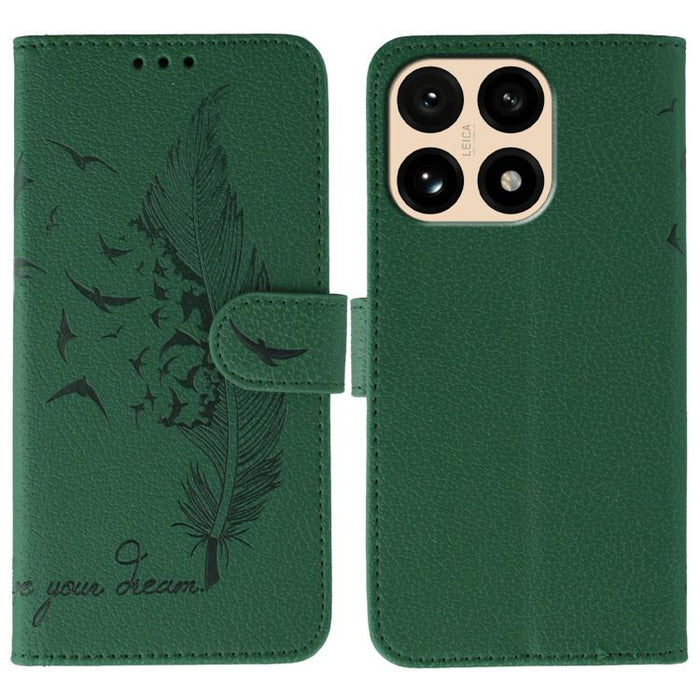 Funda para teléfono de cuero con textura de lichi y estampado de plumas, For Xiaomi 17 Pro, For Xiaomi 17, For Xiaomi 15T Pro 5G, For Xiaomi 15T 5G, For Xiaomi Poco F7 Ultra / Redmi K80 Pro, For Xiaomi Poco F7 Pro / Redmi K80, For Xiaomi Poco C75 4G   ...