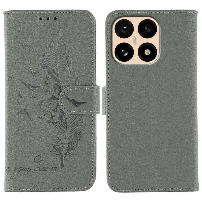 Funda para teléfono de cuero con textura de lichi y estampado de plumas, For Xiaomi 17 Pro, For Xiaomi 17, For Xiaomi 15T Pro 5G, For Xiaomi 15T 5G, For Xiaomi Poco F7 Ultra / Redmi K80 Pro, For Xiaomi Poco F7 Pro / Redmi K80, For Xiaomi Poco C75 4G   ...