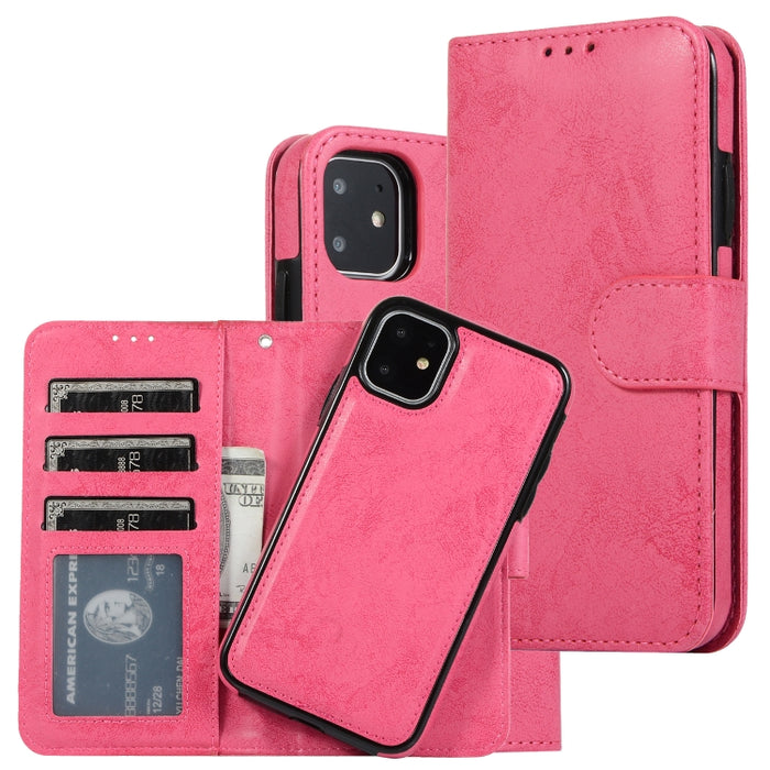 KLT888-2 Retro 2 en 1 Flip horizontal magnético desmontable TPU + Funda de cuero PU con soporte y ranuras para tarjetas y marco de fotos y billetera