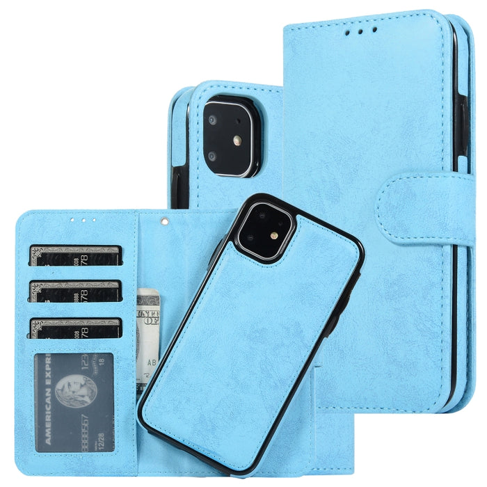 KLT888-2 Retro 2 en 1 Flip horizontal magnético desmontable TPU + Funda de cuero PU con soporte y ranuras para tarjetas y marco de fotos y billetera