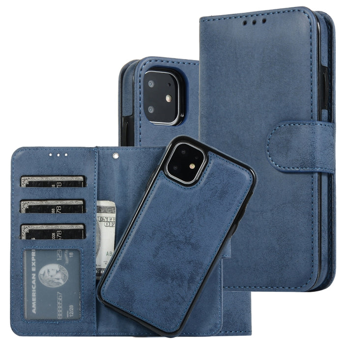 KLT888-2 Retro 2 en 1 Flip horizontal magnético desmontable TPU + Funda de cuero PU con soporte y ranuras para tarjetas y marco de fotos y billetera