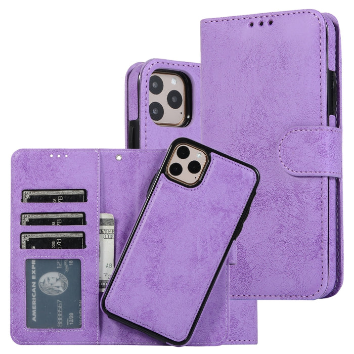 KLT888-2 Retro 2 en 1 Flip horizontal magnético desmontable TPU + Funda de cuero PU con soporte y ranuras para tarjetas y marco de fotos y billetera