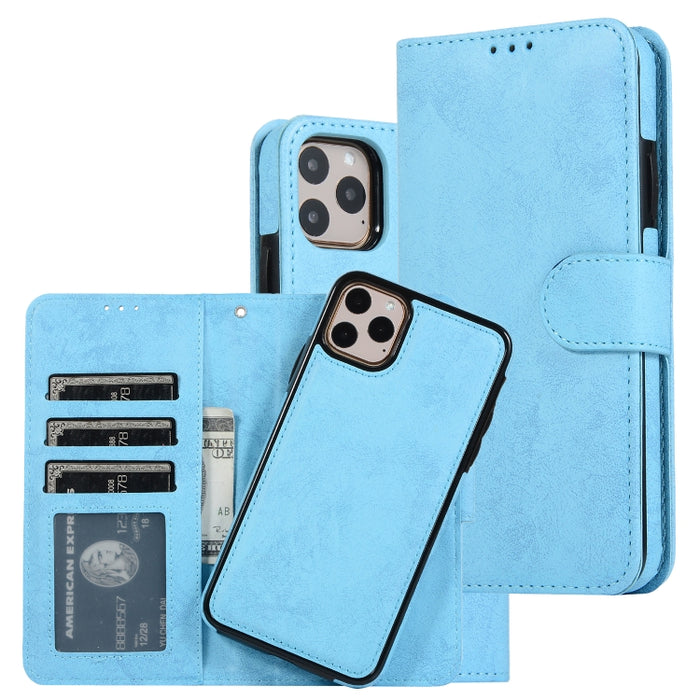 KLT888-2 Retro 2 en 1 Flip horizontal magnético desmontable TPU + Funda de cuero PU con soporte y ranuras para tarjetas y marco de fotos y billetera