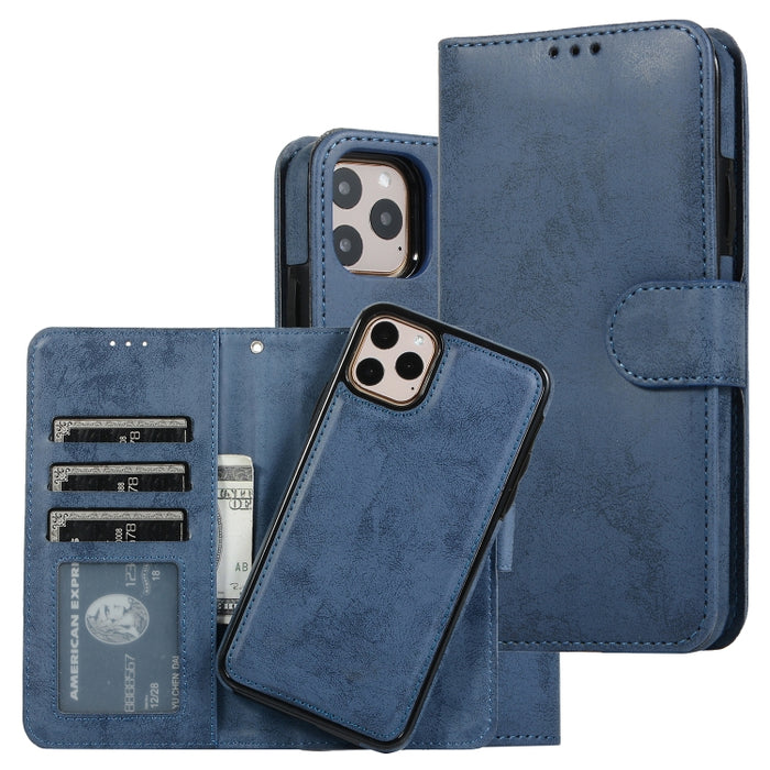 KLT888-2 Retro 2 en 1 Flip horizontal magnético desmontable TPU + Funda de cuero PU con soporte y ranuras para tarjetas y marco de fotos y billetera