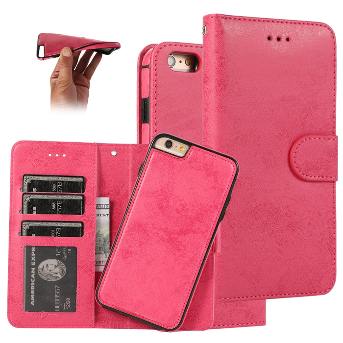 KLT888-2 Retro 2 en 1 Flip horizontal magnético desmontable TPU + Funda de cuero PU con soporte y ranuras para tarjetas y marco de fotos y billetera