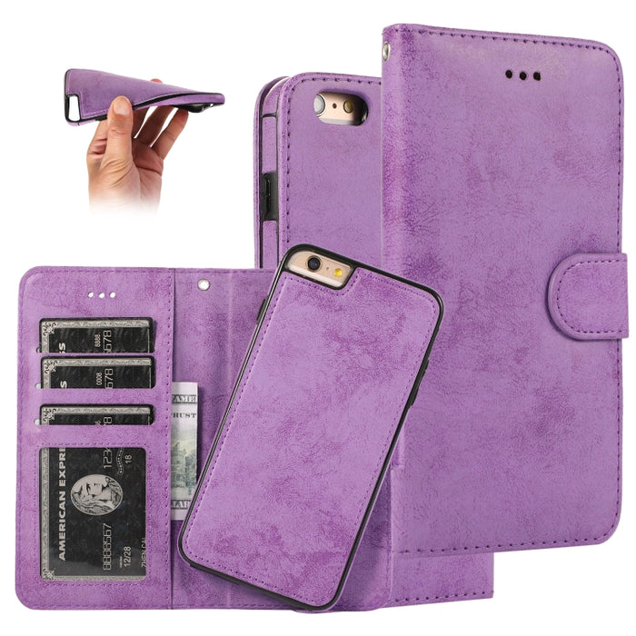KLT888-2 Retro 2 en 1 Flip horizontal magnético desmontable TPU + Funda de cuero PU con soporte y ranuras para tarjetas y marco de fotos y billetera
