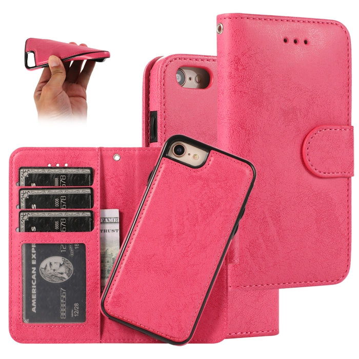 KLT888-2 Retro 2 en 1 Flip horizontal magnético desmontable TPU + Funda de cuero PU con soporte y ranuras para tarjetas y marco de fotos y billetera