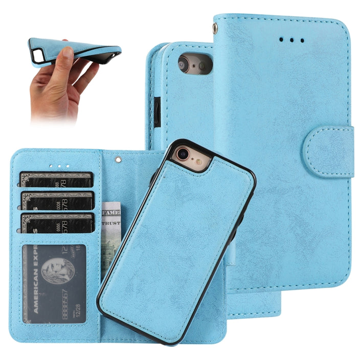 KLT888-2 Retro 2 en 1 Flip horizontal magnético desmontable TPU + Funda de cuero PU con soporte y ranuras para tarjetas y marco de fotos y billetera