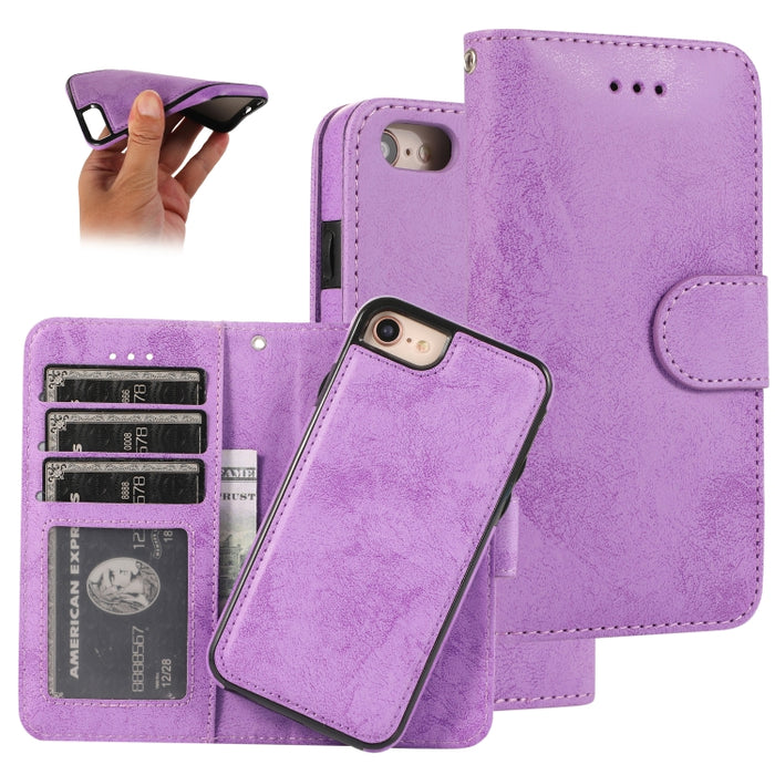 KLT888-2 Retro 2 en 1 Flip horizontal magnético desmontable TPU + Funda de cuero PU con soporte y ranuras para tarjetas y marco de fotos y billetera