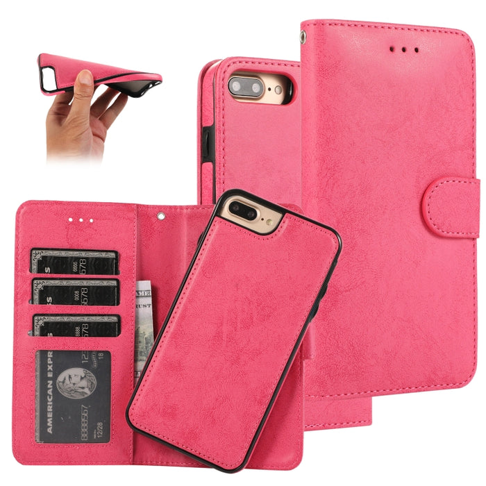 KLT888-2 Retro 2 en 1 Flip horizontal magnético desmontable TPU + Funda de cuero PU con soporte y ranuras para tarjetas y marco de fotos y billetera
