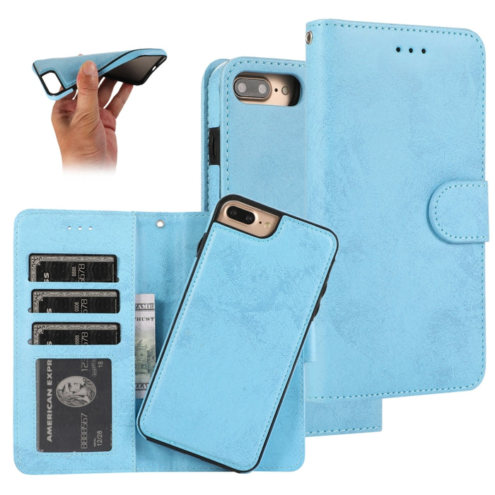 KLT888-2 Retro 2 en 1 Flip horizontal magnético desmontable TPU + Funda de cuero PU con soporte y ranuras para tarjetas y marco de fotos y billetera