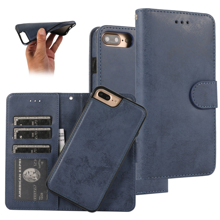 KLT888-2 Retro 2 en 1 Flip horizontal magnético desmontable TPU + Funda de cuero PU con soporte y ranuras para tarjetas y marco de fotos y billetera