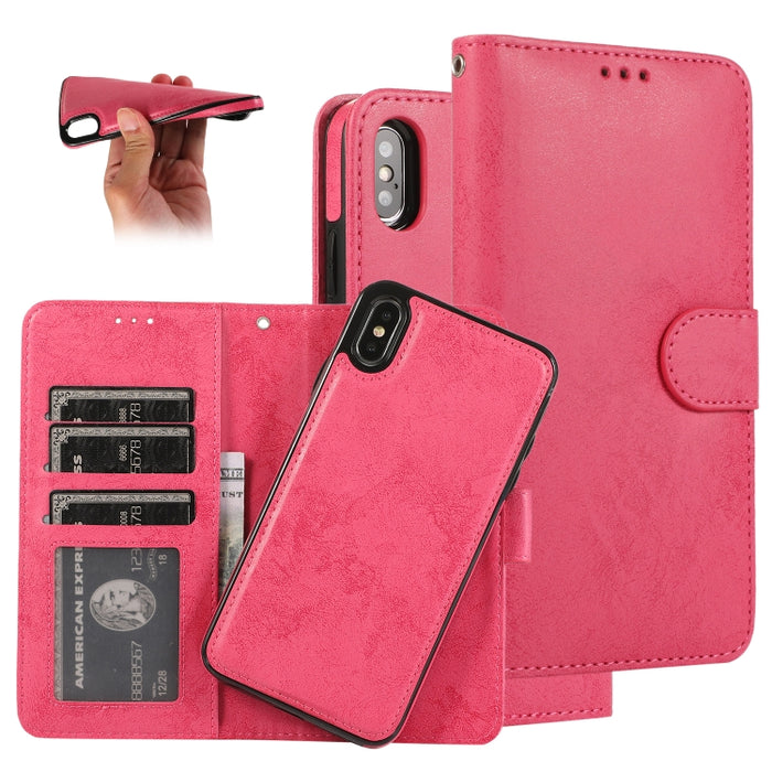 KLT888-2 Retro 2 en 1 Flip horizontal magnético desmontable TPU + Funda de cuero PU con soporte y ranuras para tarjetas y marco de fotos y billetera