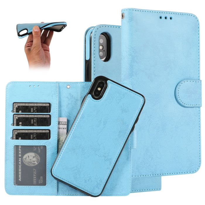 KLT888-2 Retro 2 en 1 Flip horizontal magnético desmontable TPU + Funda de cuero PU con soporte y ranuras para tarjetas y marco de fotos y billetera