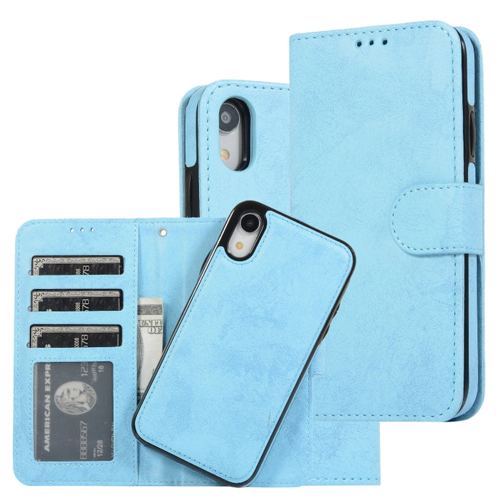KLT888-2 Retro 2 en 1 Flip horizontal magnético desmontable TPU + Funda de cuero PU con soporte y ranuras para tarjetas y marco de fotos y billetera