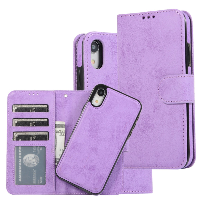 KLT888-2 Retro 2 en 1 Flip horizontal magnético desmontable TPU + Funda de cuero PU con soporte y ranuras para tarjetas y marco de fotos y billetera