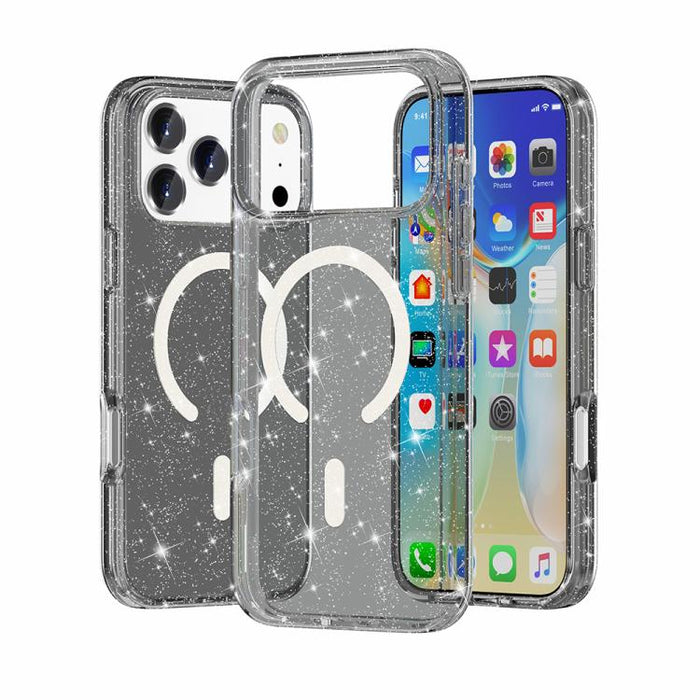 Terminator Style Glitter Powder MagSafe Magnetic Phone Case, For iPhone 17 Pro Max, For iPhone 17 Pro, For iPhone 17, For iPhone Air