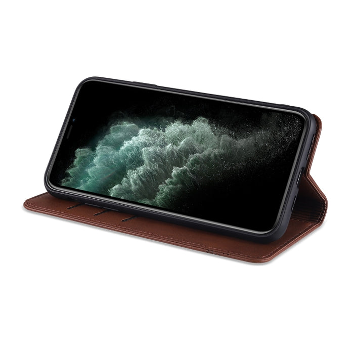 AZNS Estuche de cuero con tapa horizontal con textura de becerro magnético con ranuras para tarjetas y soporte y billetera, For iPhone 12 Pro Max, For iPhone 12 / 12 Pro, For iPhone 12 mini, For iPhone 11 Pro Max, For iPhone 11 Pro, For iPhone 11