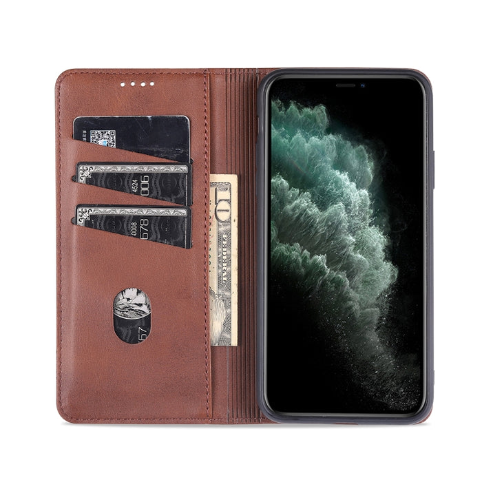 AZNS Estuche de cuero con tapa horizontal con textura de becerro magnético con ranuras para tarjetas y soporte y billetera, For iPhone 12 Pro Max, For iPhone 12 / 12 Pro, For iPhone 12 mini, For iPhone 11 Pro Max, For iPhone 11 Pro, For iPhone 11
