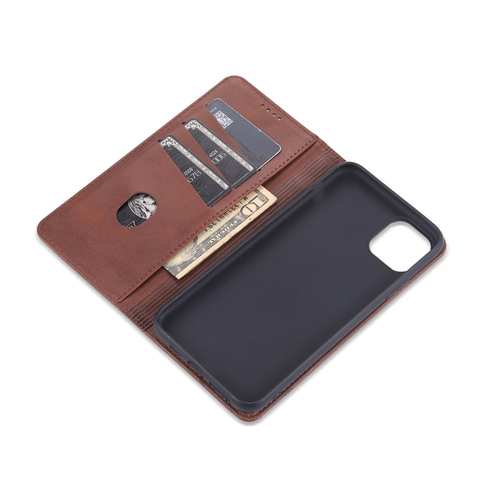 AZNS Estuche de cuero con tapa horizontal con textura de becerro magnético con ranuras para tarjetas y soporte y billetera, For iPhone 12 Pro Max, For iPhone 12 / 12 Pro, For iPhone 12 mini, For iPhone 11 Pro Max, For iPhone 11 Pro, For iPhone 11