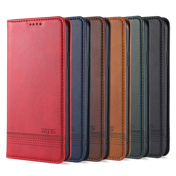 AZNS Estuche de cuero con tapa horizontal con textura de becerro magnético con ranuras para tarjetas y soporte y billetera, For iPhone 12 Pro Max, For iPhone 12 / 12 Pro, For iPhone 12 mini, For iPhone 11 Pro Max, For iPhone 11 Pro, For iPhone 11