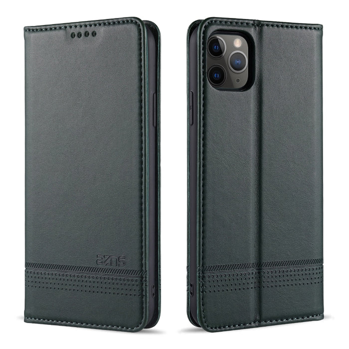 AZNS Estuche de cuero con tapa horizontal con textura de becerro magnético con ranuras para tarjetas y soporte y billetera, For iPhone 12 Pro Max, For iPhone 12 / 12 Pro, For iPhone 12 mini, For iPhone 11 Pro Max, For iPhone 11 Pro, For iPhone 11