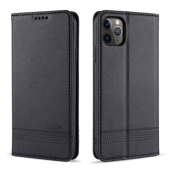 AZNS Estuche de cuero con tapa horizontal con textura de becerro magnético con ranuras para tarjetas y soporte y billetera, For iPhone 12 Pro Max, For iPhone 12 / 12 Pro, For iPhone 12 mini, For iPhone 11 Pro Max, For iPhone 11 Pro, For iPhone 11