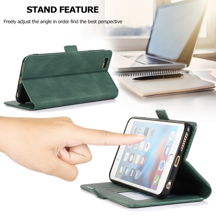 Cierre de cierre magnético retro Estuche de cuero con tapa horizontal con soporte y ranuras para tarjetas y marco de fotos y billetera, For iPhone 6, For iPhone 6 Plus, For iPhone SE 2022 / SE 2020 / 8 / 7, For iPhone 8 Plus / 7 Plus, For iPhone 11    ...