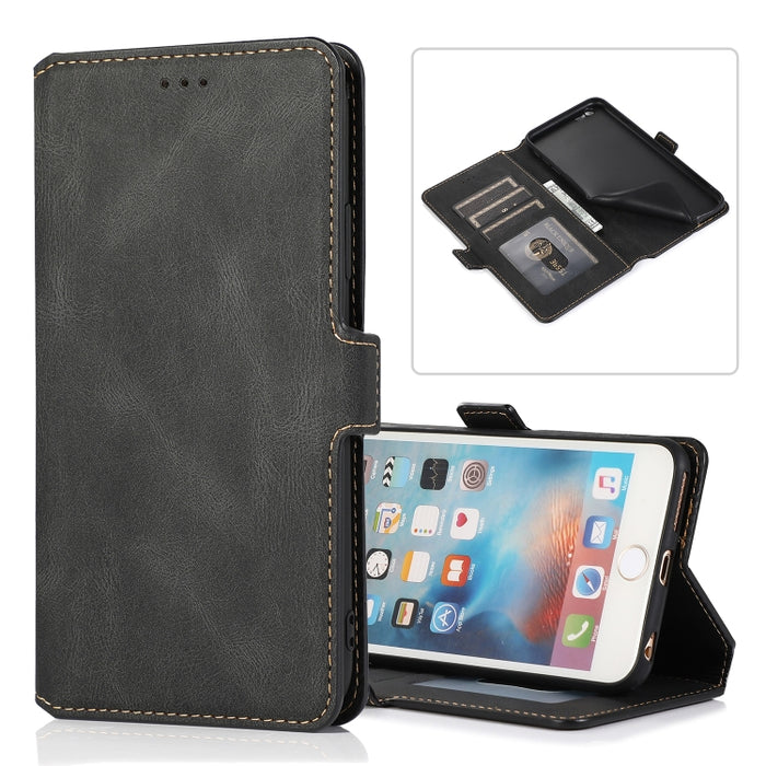 Cierre de cierre magnético retro Estuche de cuero con tapa horizontal con soporte y ranuras para tarjetas y marco de fotos y billetera, For iPhone 6, For iPhone 6 Plus, For iPhone SE 2022 / SE 2020 / 8 / 7, For iPhone 8 Plus / 7 Plus, For iPhone 11    ...