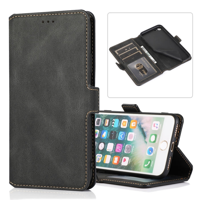 Cierre de cierre magnético retro Estuche de cuero con tapa horizontal con soporte y ranuras para tarjetas y marco de fotos y billetera, For iPhone 6, For iPhone 6 Plus, For iPhone SE 2022 / SE 2020 / 8 / 7, For iPhone 8 Plus / 7 Plus, For iPhone 11    ...