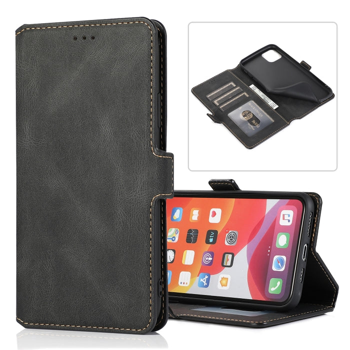 Cierre de cierre magnético retro Estuche de cuero con tapa horizontal con soporte y ranuras para tarjetas y marco de fotos y billetera, For iPhone 6, For iPhone 6 Plus, For iPhone SE 2022 / SE 2020 / 8 / 7, For iPhone 8 Plus / 7 Plus, For iPhone 11    ...