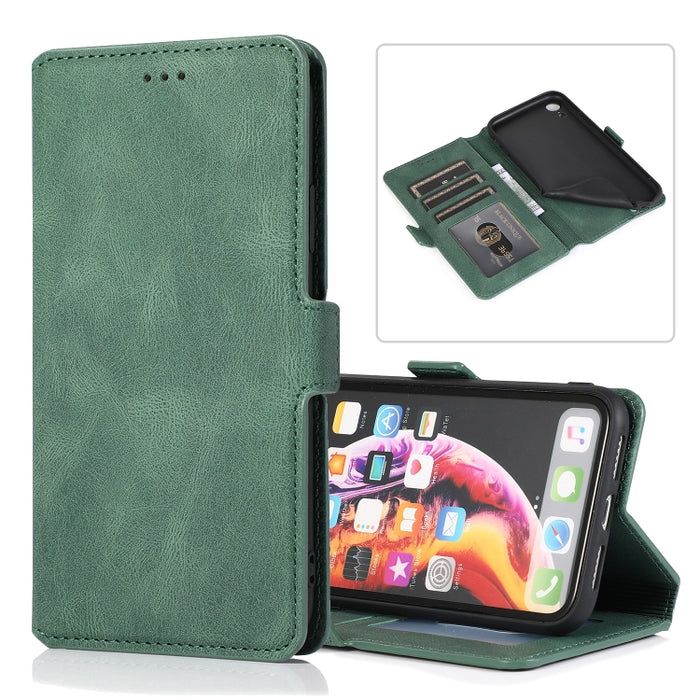 Cierre de cierre magnético retro Estuche de cuero con tapa horizontal con soporte y ranuras para tarjetas y marco de fotos y billetera, For iPhone 6, For iPhone 6 Plus, For iPhone SE 2022 / SE 2020 / 8 / 7, For iPhone 8 Plus / 7 Plus, For iPhone 11    ...
